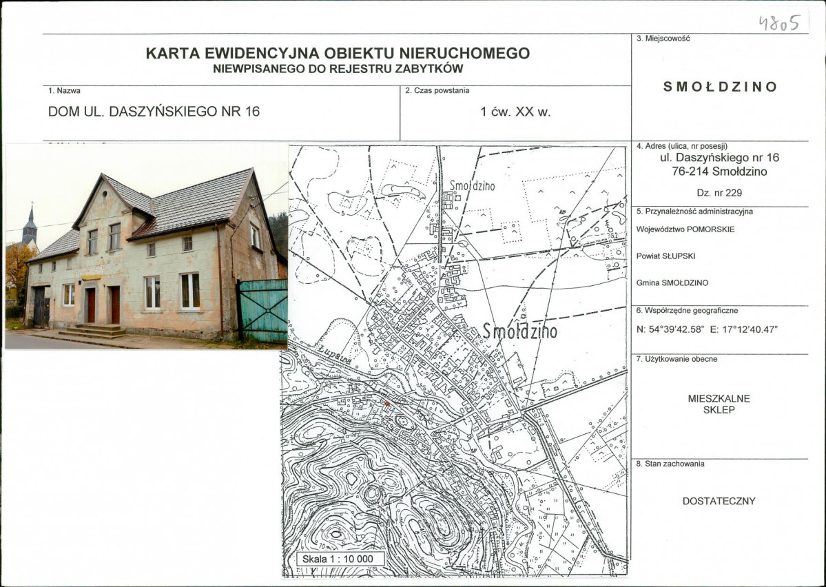 Karta obiektu niewpisanego do rejestru, skan nr 1