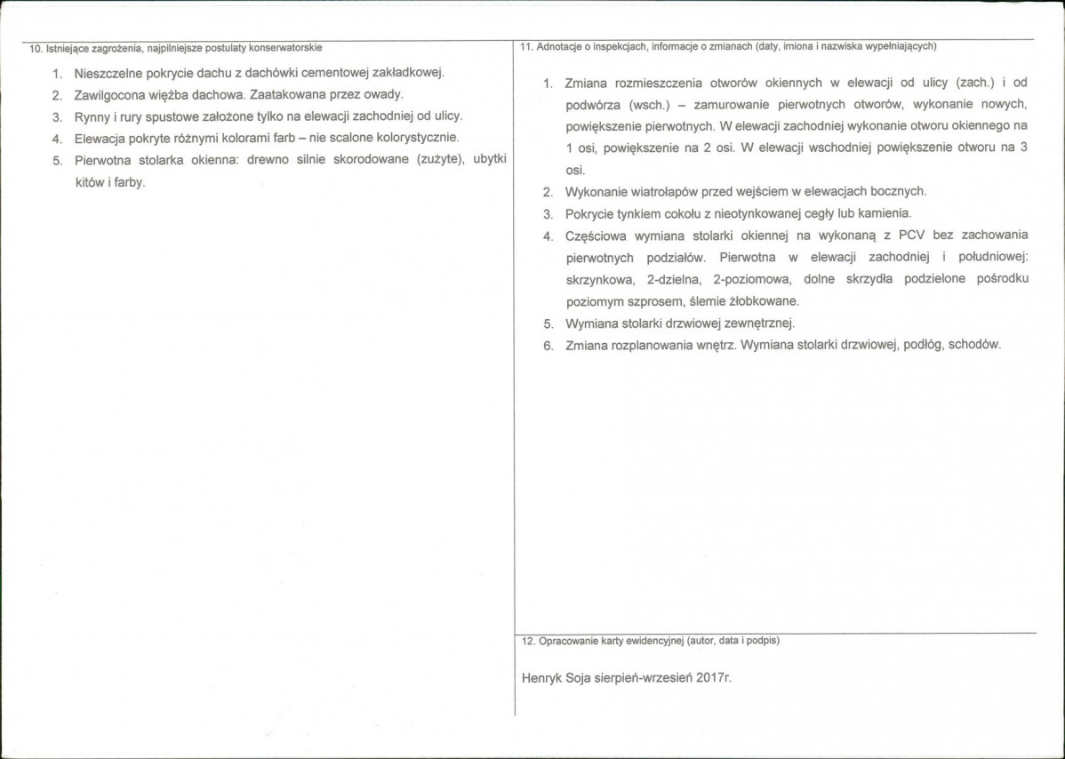 Karta obiektu niewpisanego do rejestru, skan nr 2