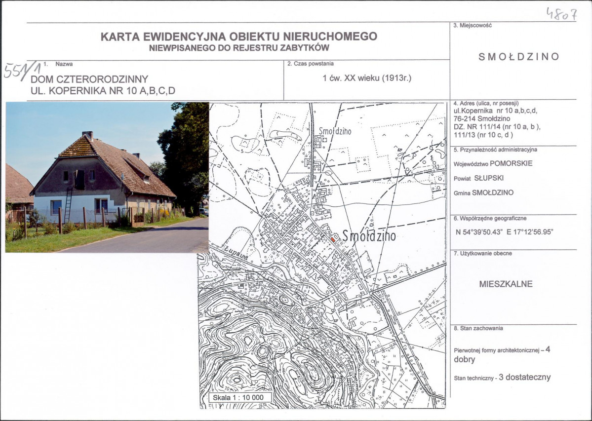 Karta obiektu niewpisanego do rejestru, skan nr 1