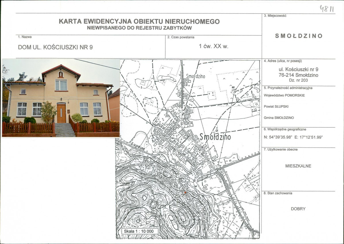 Karta obiektu niewpisanego do rejestru, skan nr 1