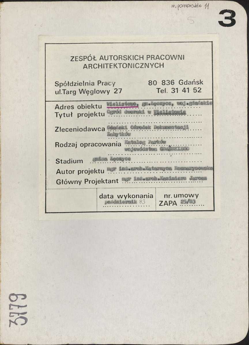 EP - Ewidencja parkowa, skan nr 1