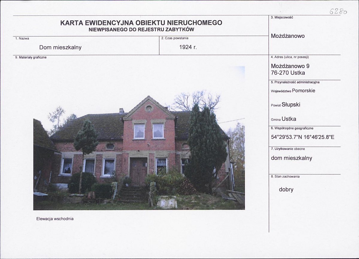 Karta obiektu niewpisanego do rejestru, skan nr 1