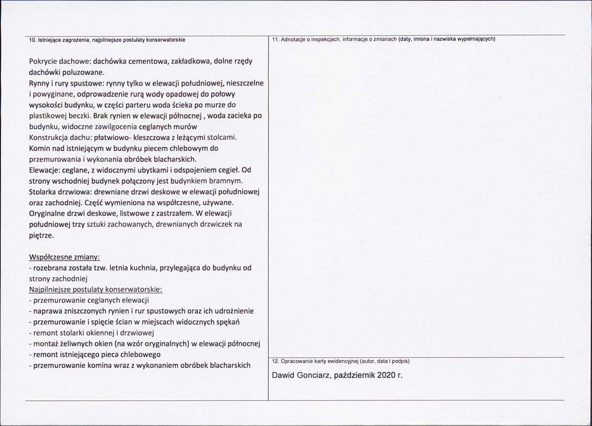 Karta obiektu niewpisanego do rejestru, skan nr 2