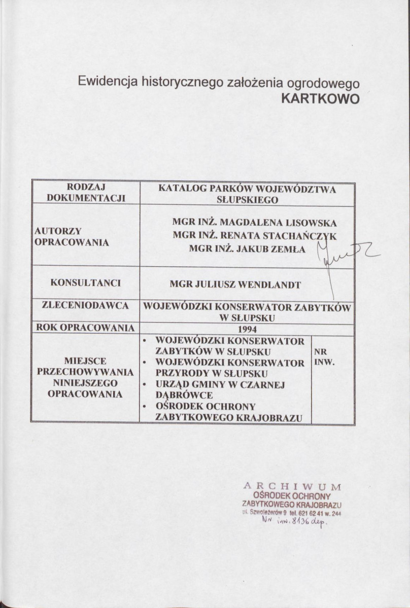 EP - Ewidencja parkowa, skan nr 5
