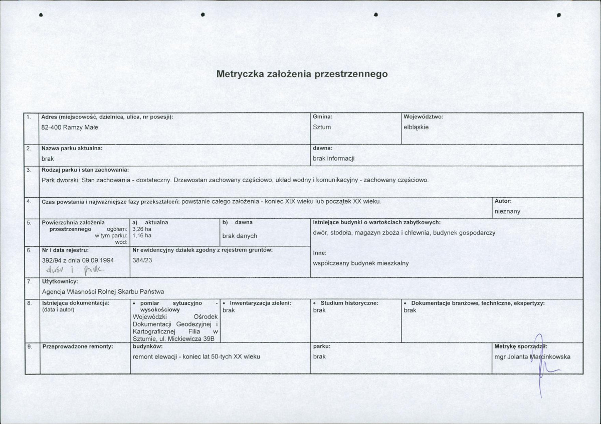 EP - Ewidencja parkowa, skan nr 7