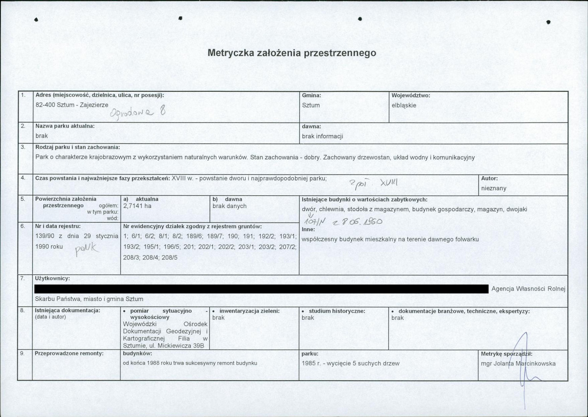 EP - Ewidencja parkowa, skan nr 7