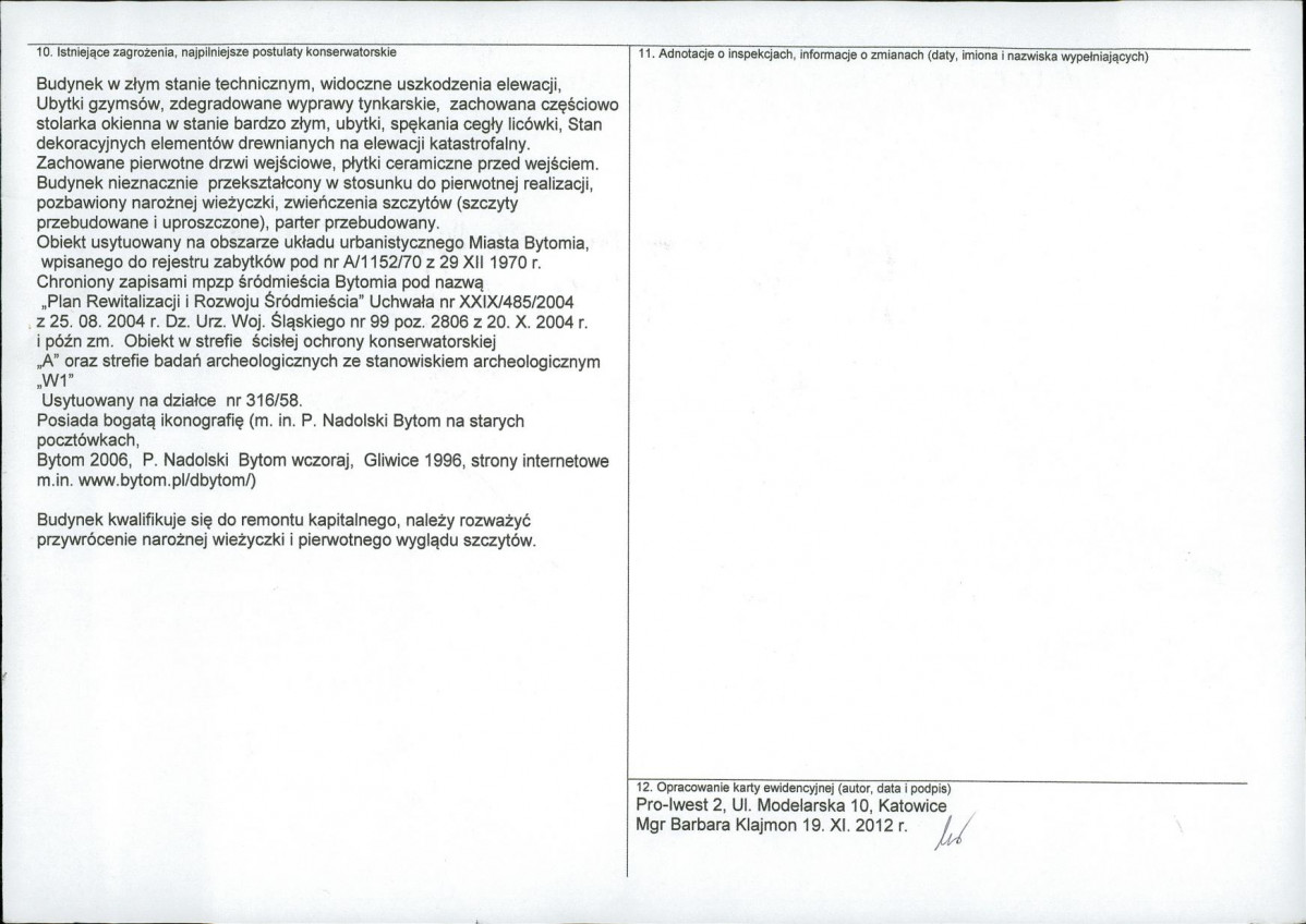 Karta obiektu niewpisanego do rejestru, skan nr 2