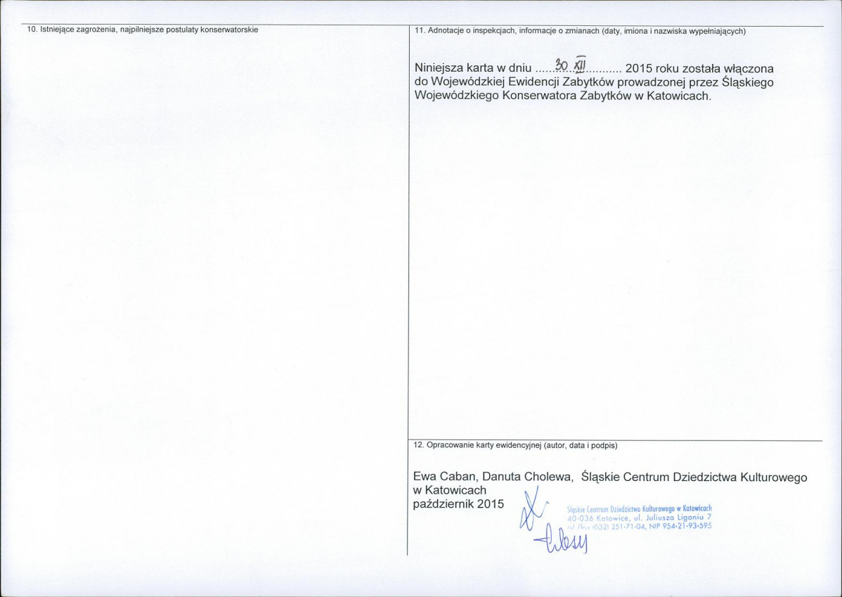 Karta obiektu niewpisanego do rejestru, skan nr 2