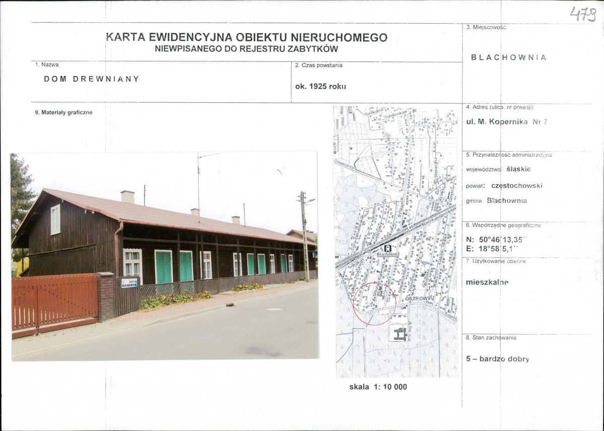 Karta obiektu niewpisanego do rejestru, skan nr 1