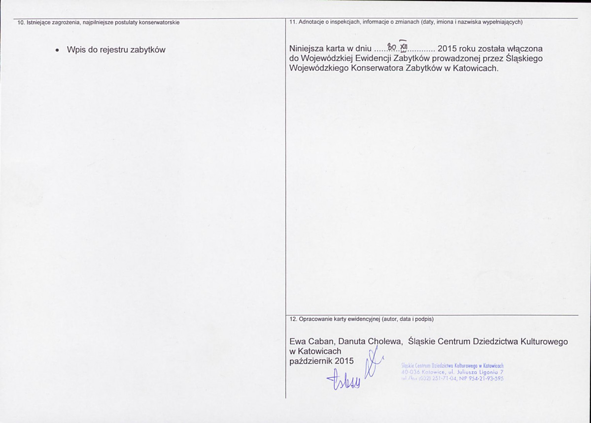 Karta obiektu niewpisanego do rejestru, skan nr 2