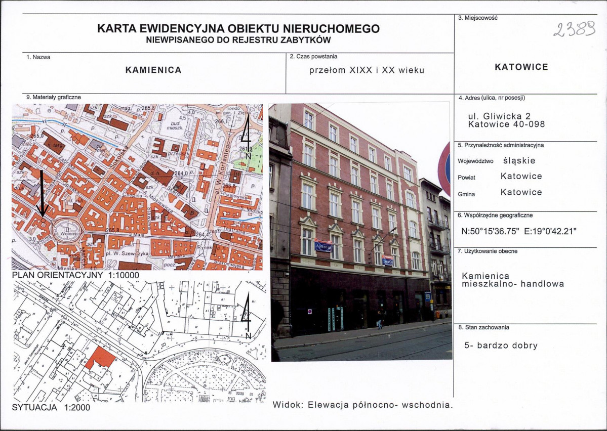 Karta obiektu niewpisanego do rejestru, skan nr 1