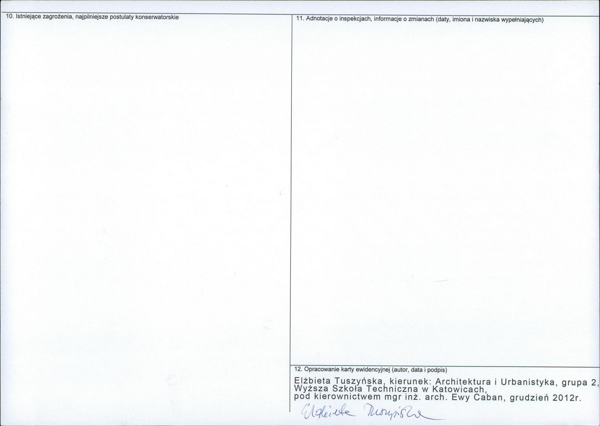 Karta obiektu niewpisanego do rejestru, skan nr 2