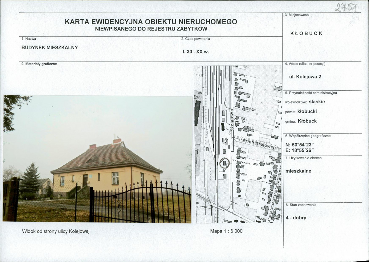 Karta obiektu niewpisanego do rejestru, skan nr 1