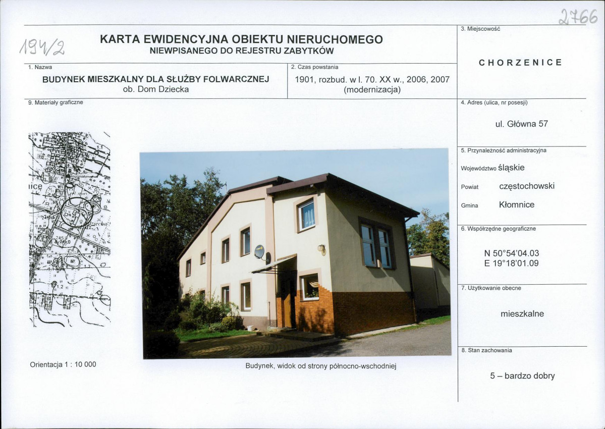 Karta obiektu niewpisanego do rejestru, skan nr 1