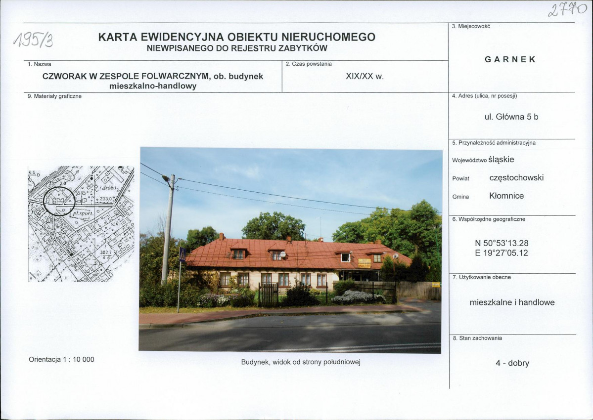 Karta obiektu niewpisanego do rejestru, skan nr 1