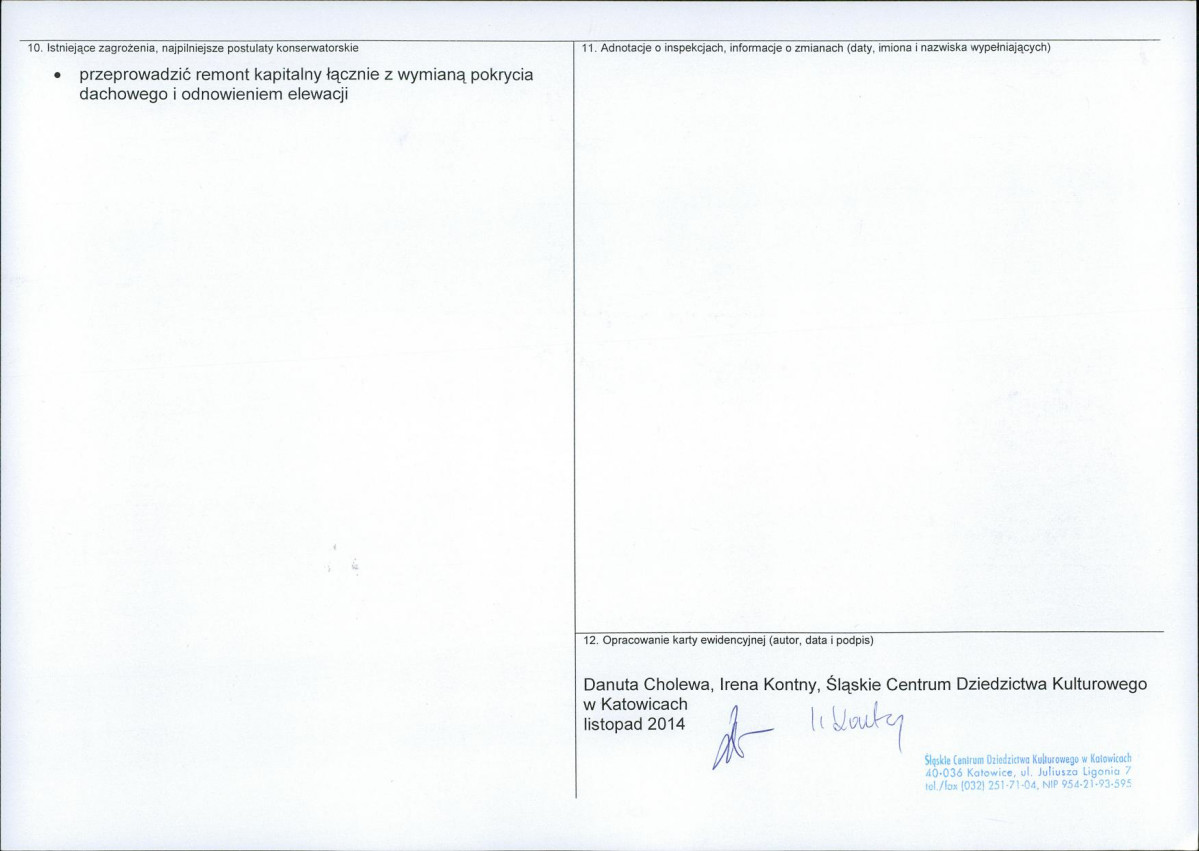 Karta obiektu niewpisanego do rejestru, skan nr 2