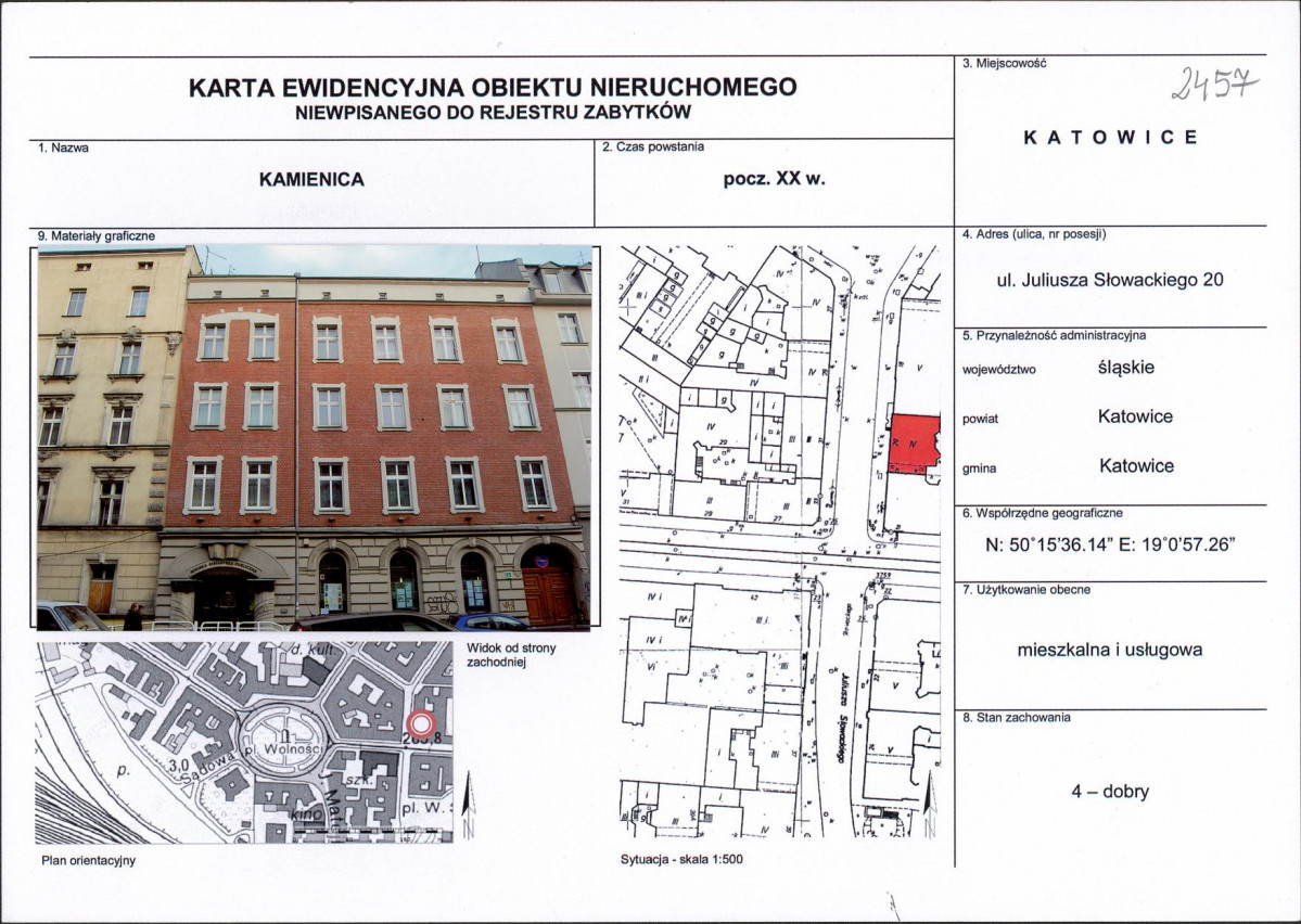 Karta obiektu niewpisanego do rejestru, skan nr 1