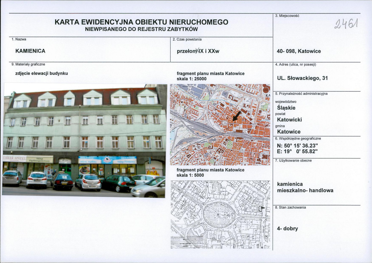 Karta obiektu niewpisanego do rejestru, skan nr 1