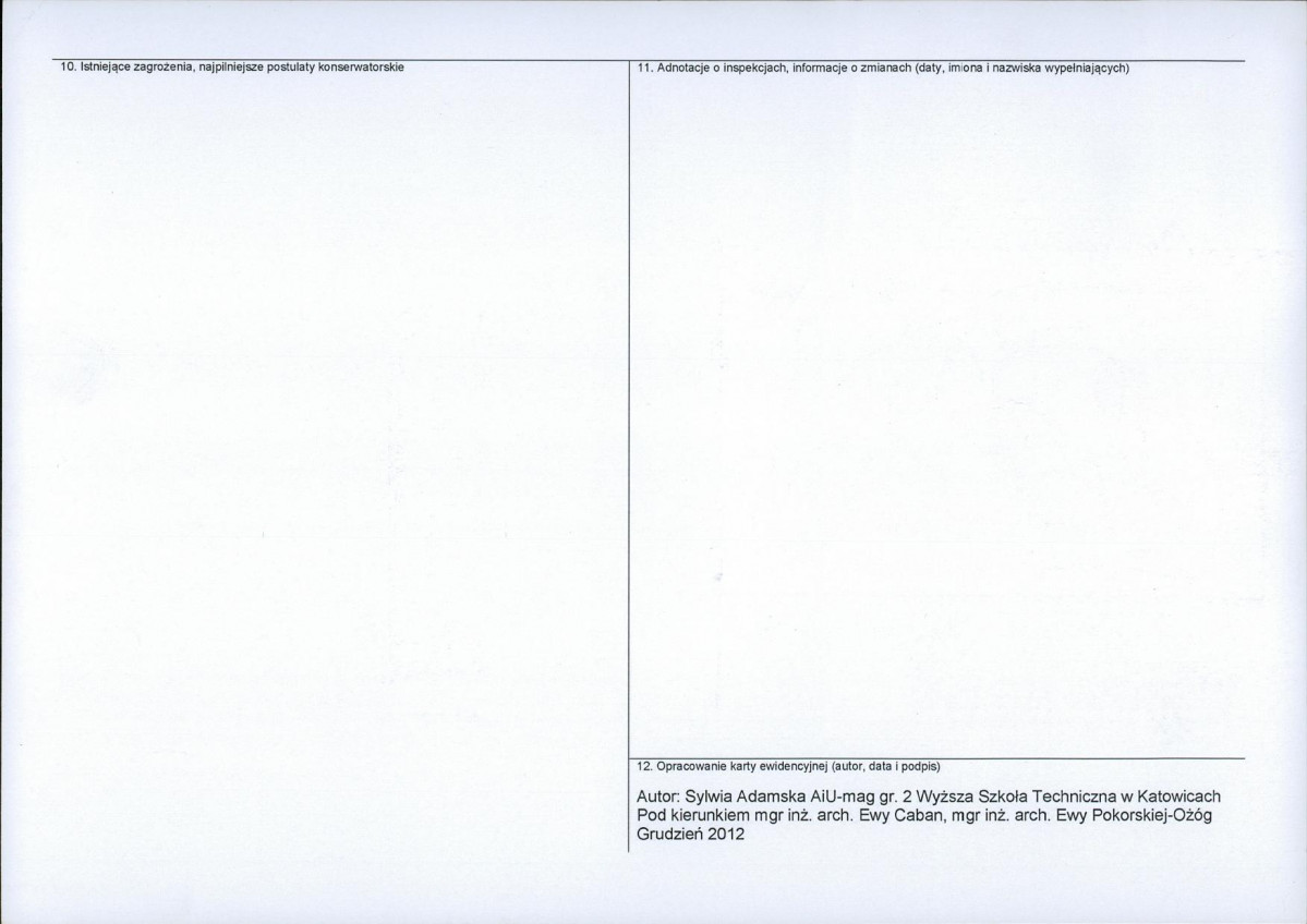 Karta obiektu niewpisanego do rejestru, skan nr 2