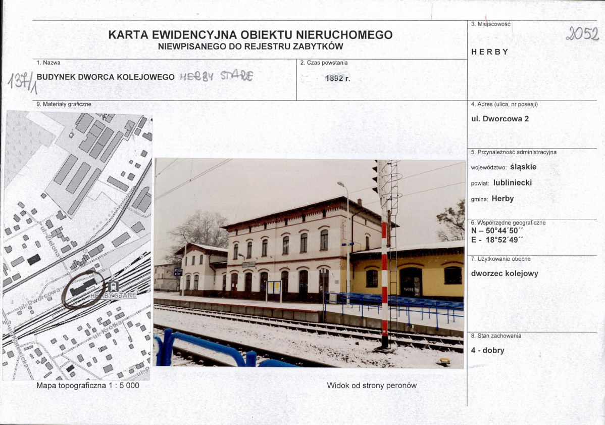 Karta obiektu niewpisanego do rejestru, skan nr 1