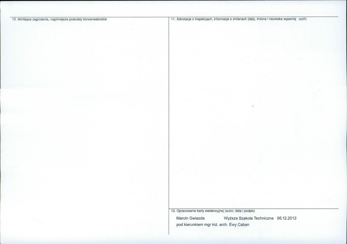 Karta obiektu niewpisanego do rejestru, skan nr 2