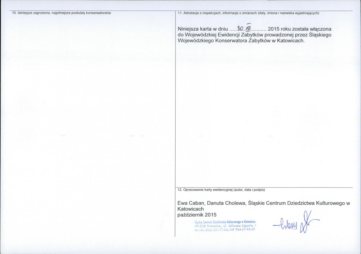 Karta obiektu niewpisanego do rejestru, skan nr 2