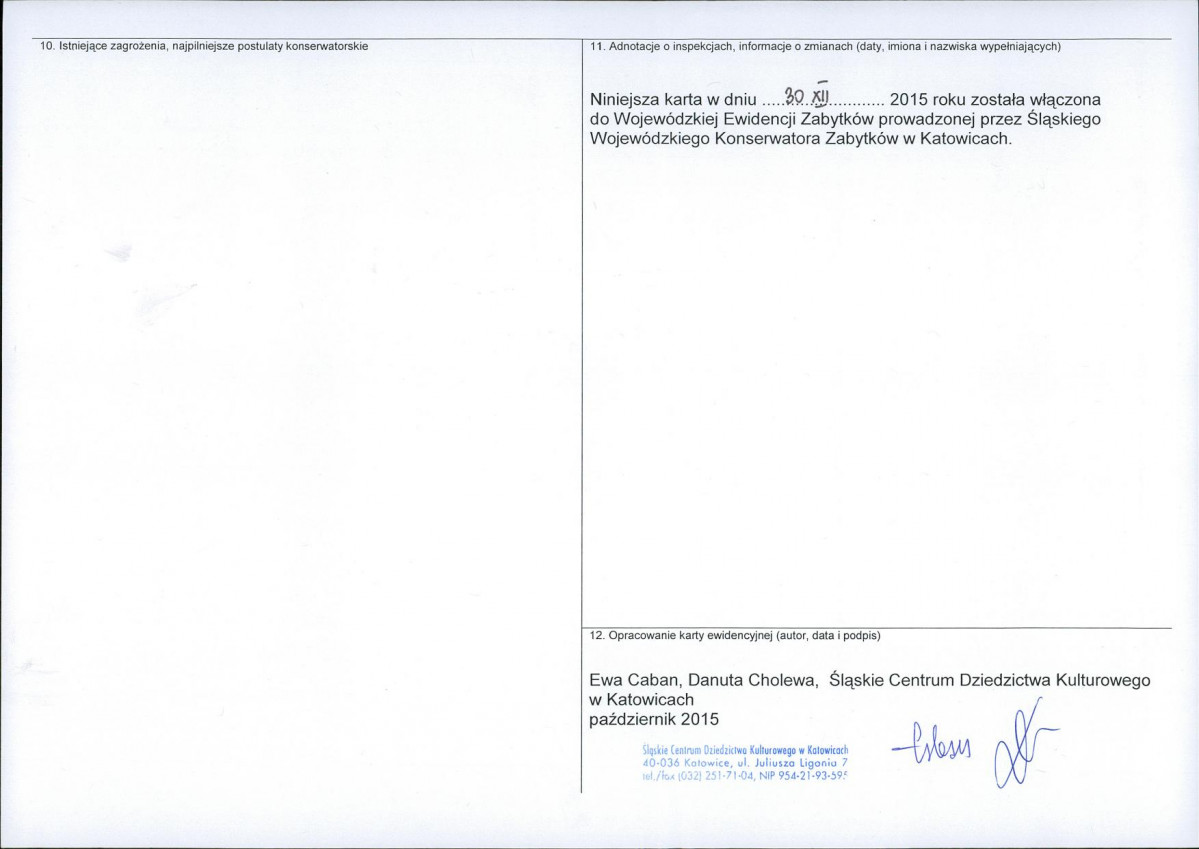 Karta obiektu niewpisanego do rejestru, skan nr 2