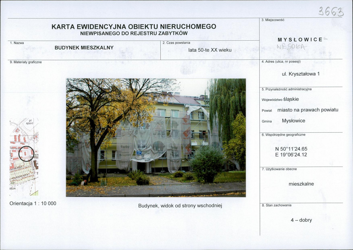 Karta obiektu niewpisanego do rejestru, skan nr 1