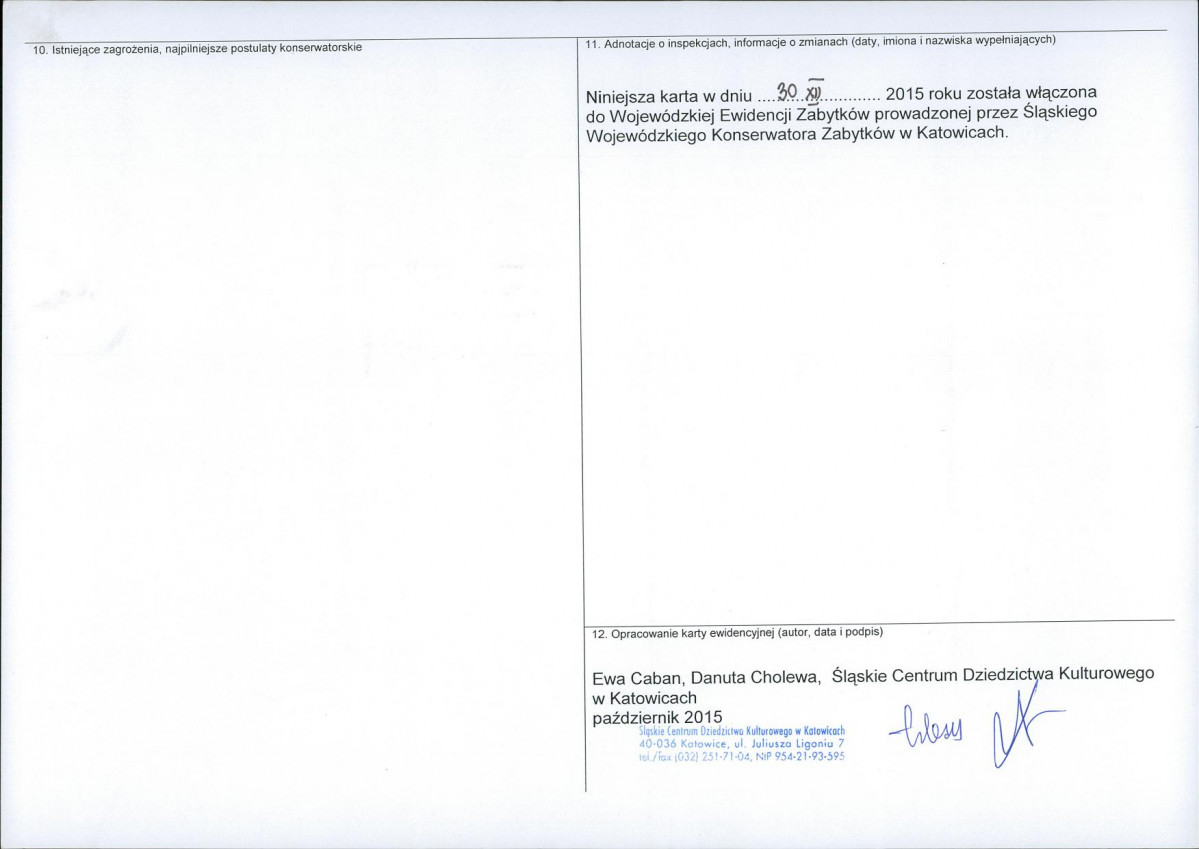 Karta obiektu niewpisanego do rejestru, skan nr 2