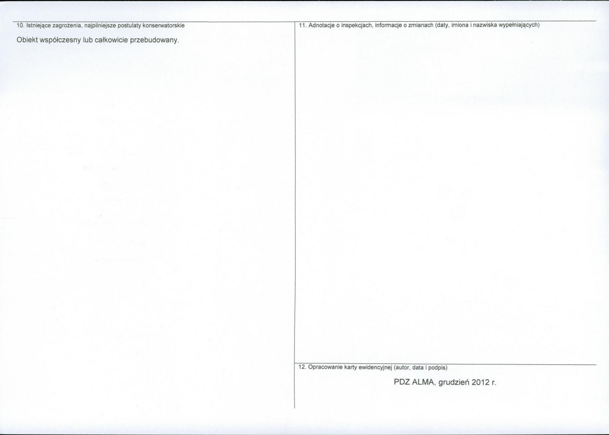 Karta obiektu niewpisanego do rejestru, skan nr 2