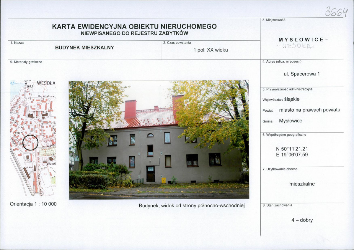 Karta obiektu niewpisanego do rejestru, skan nr 1