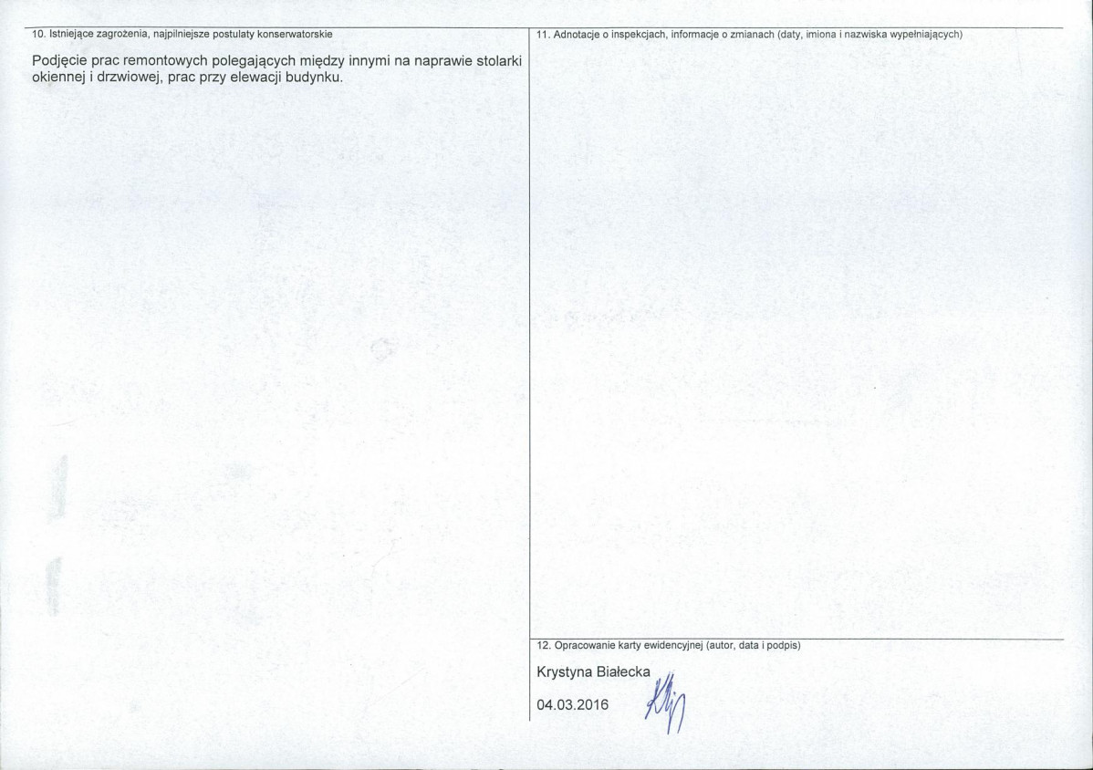 Karta obiektu niewpisanego do rejestru, skan nr 2