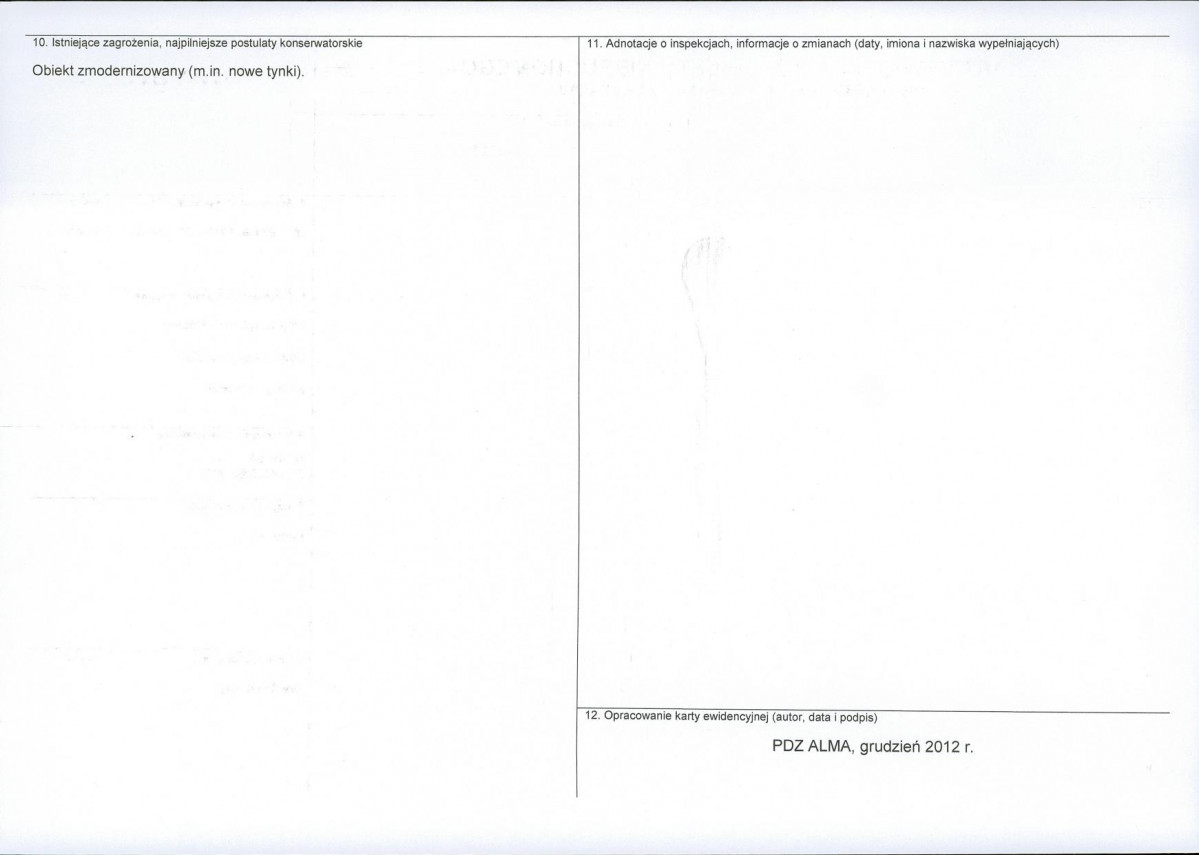 Karta obiektu niewpisanego do rejestru, skan nr 2