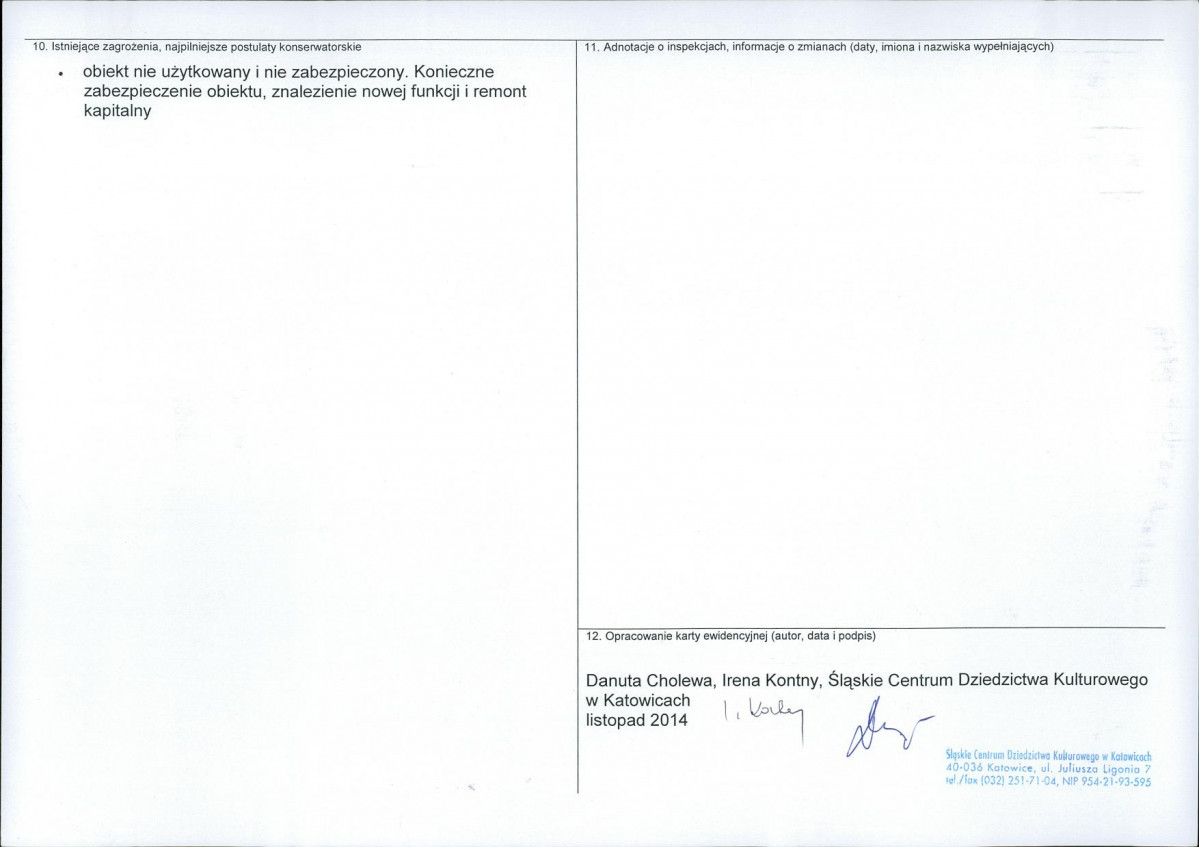 Karta obiektu niewpisanego do rejestru, skan nr 2