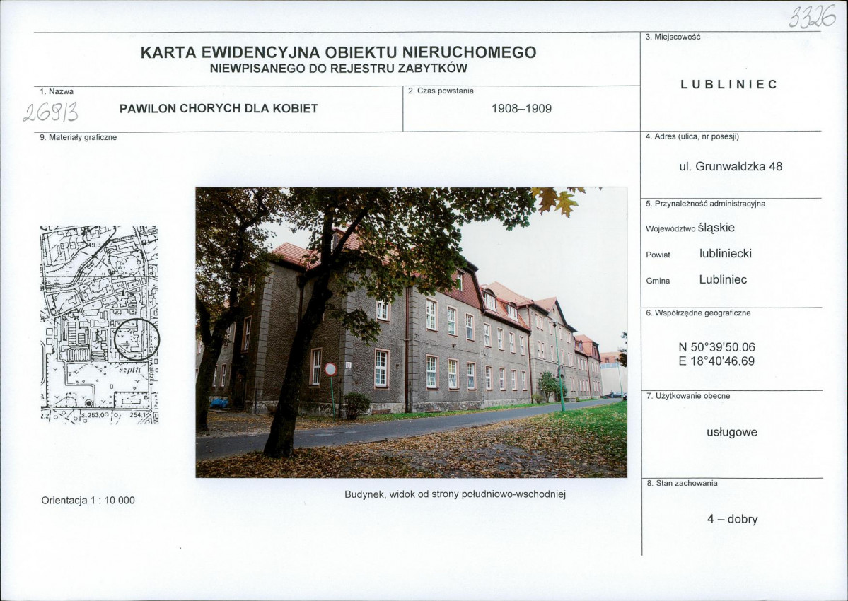 Karta obiektu niewpisanego do rejestru, skan nr 1