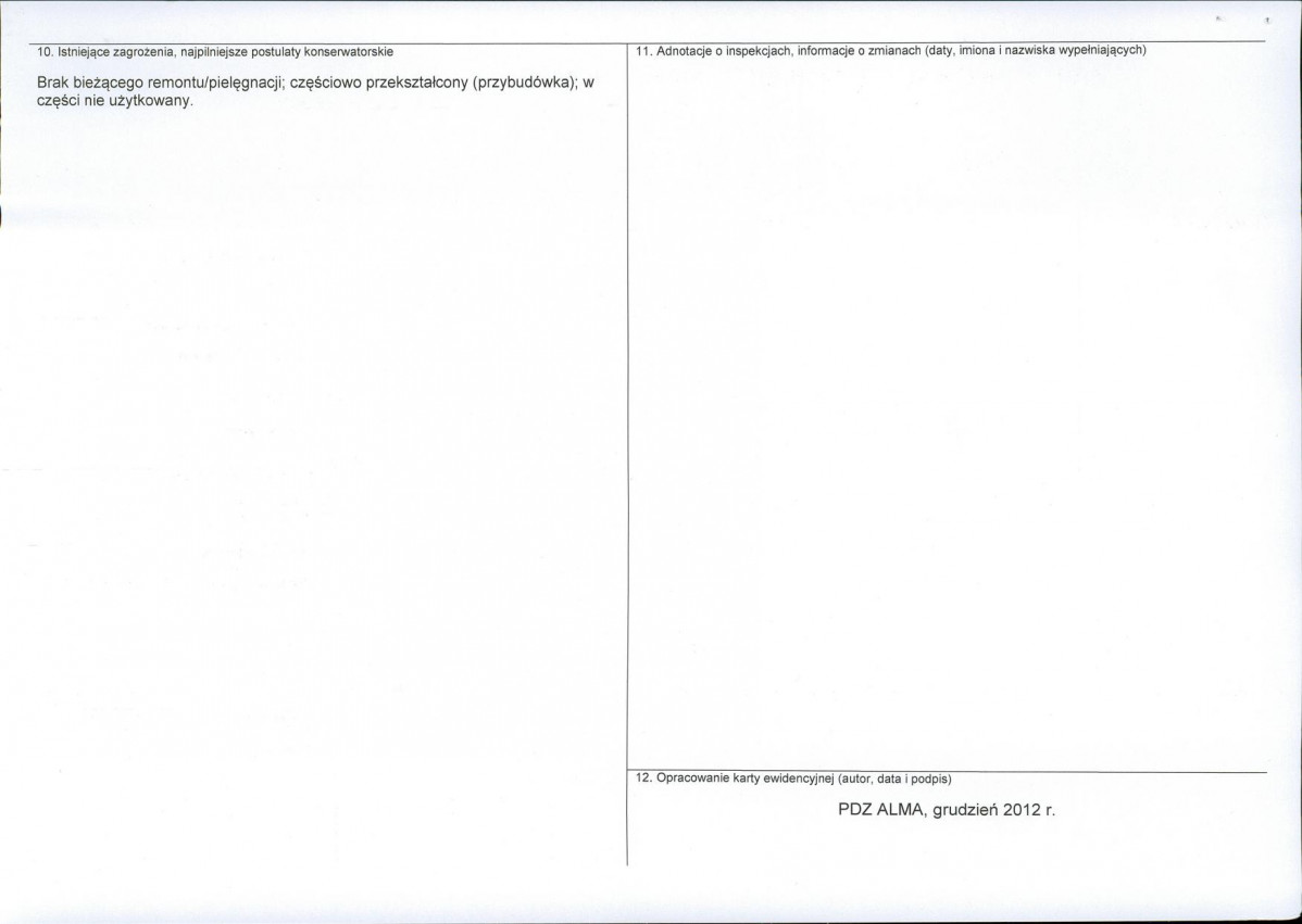Karta obiektu niewpisanego do rejestru, skan nr 2