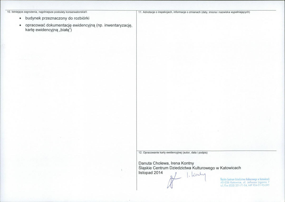 Karta obiektu niewpisanego do rejestru, skan nr 2