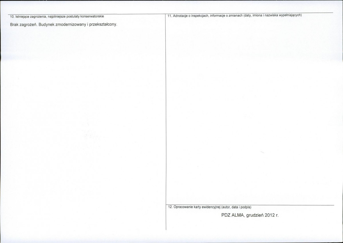 Karta obiektu niewpisanego do rejestru, skan nr 2