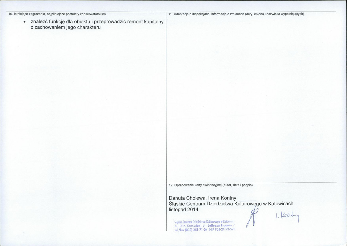 Karta obiektu niewpisanego do rejestru, skan nr 2