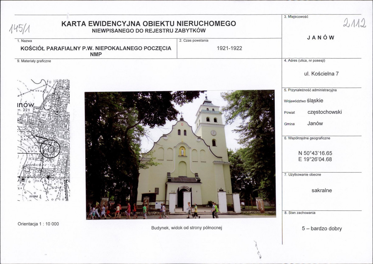 Karta obiektu niewpisanego do rejestru, skan nr 1
