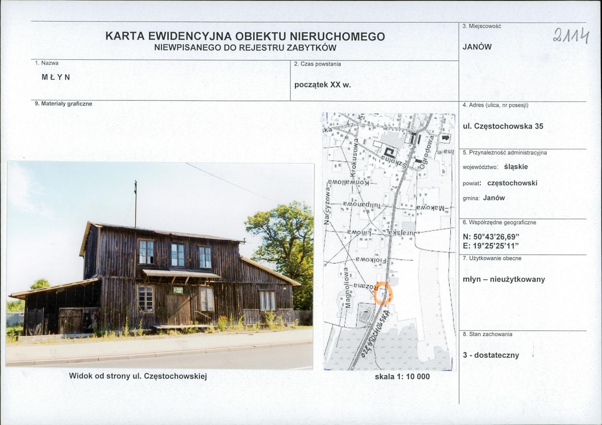 Karta obiektu niewpisanego do rejestru, skan nr 1