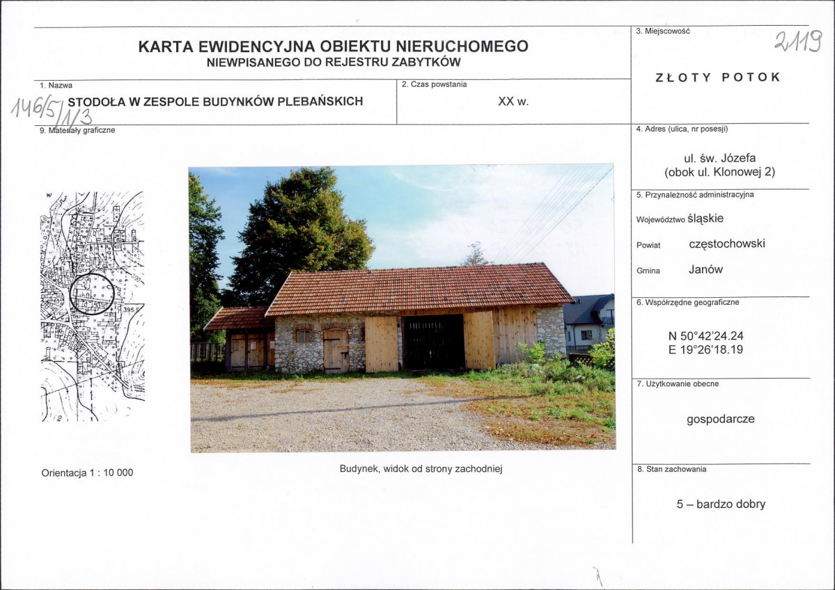 Karta obiektu niewpisanego do rejestru, skan nr 1