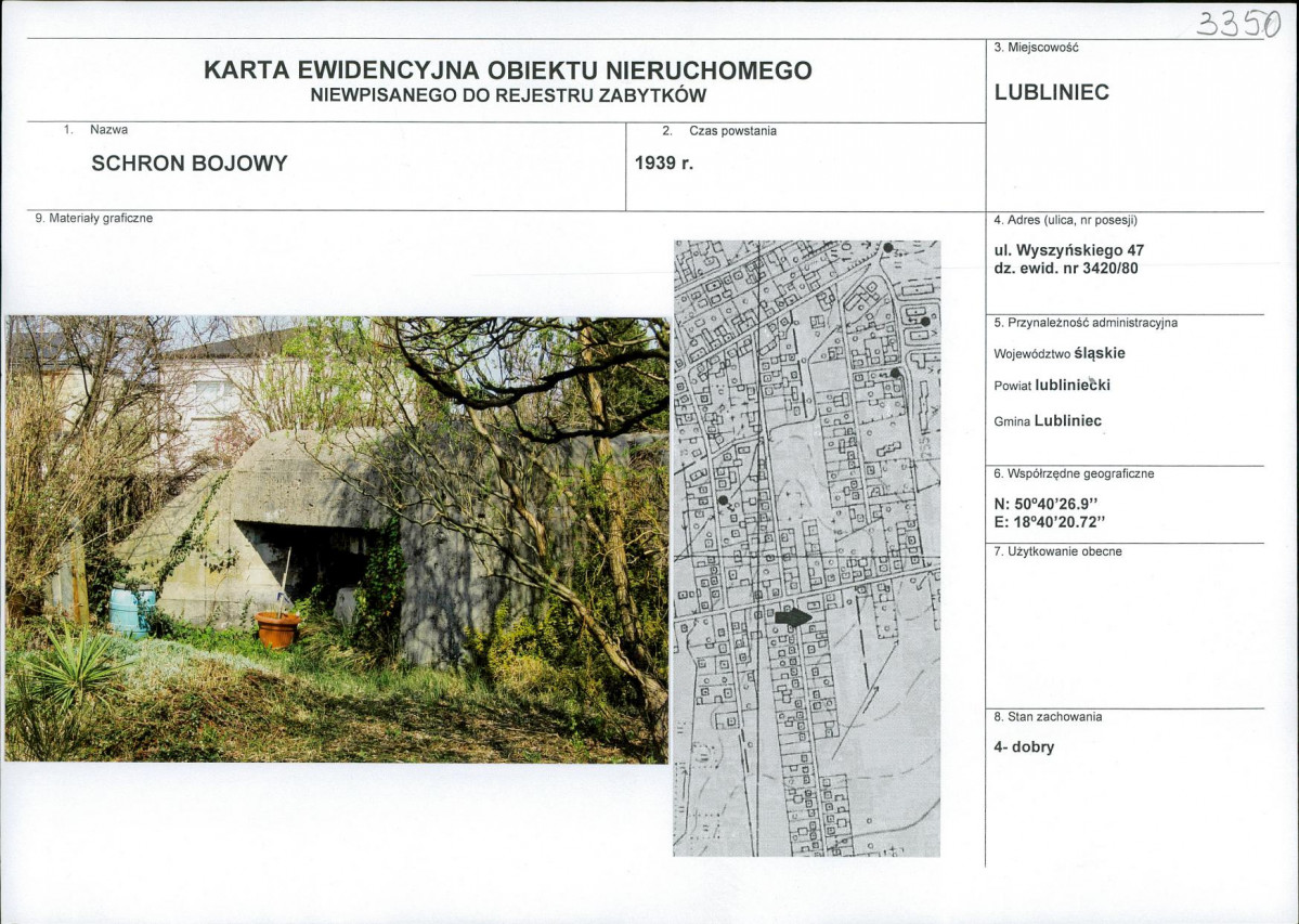 Karta obiektu niewpisanego do rejestru, skan nr 1