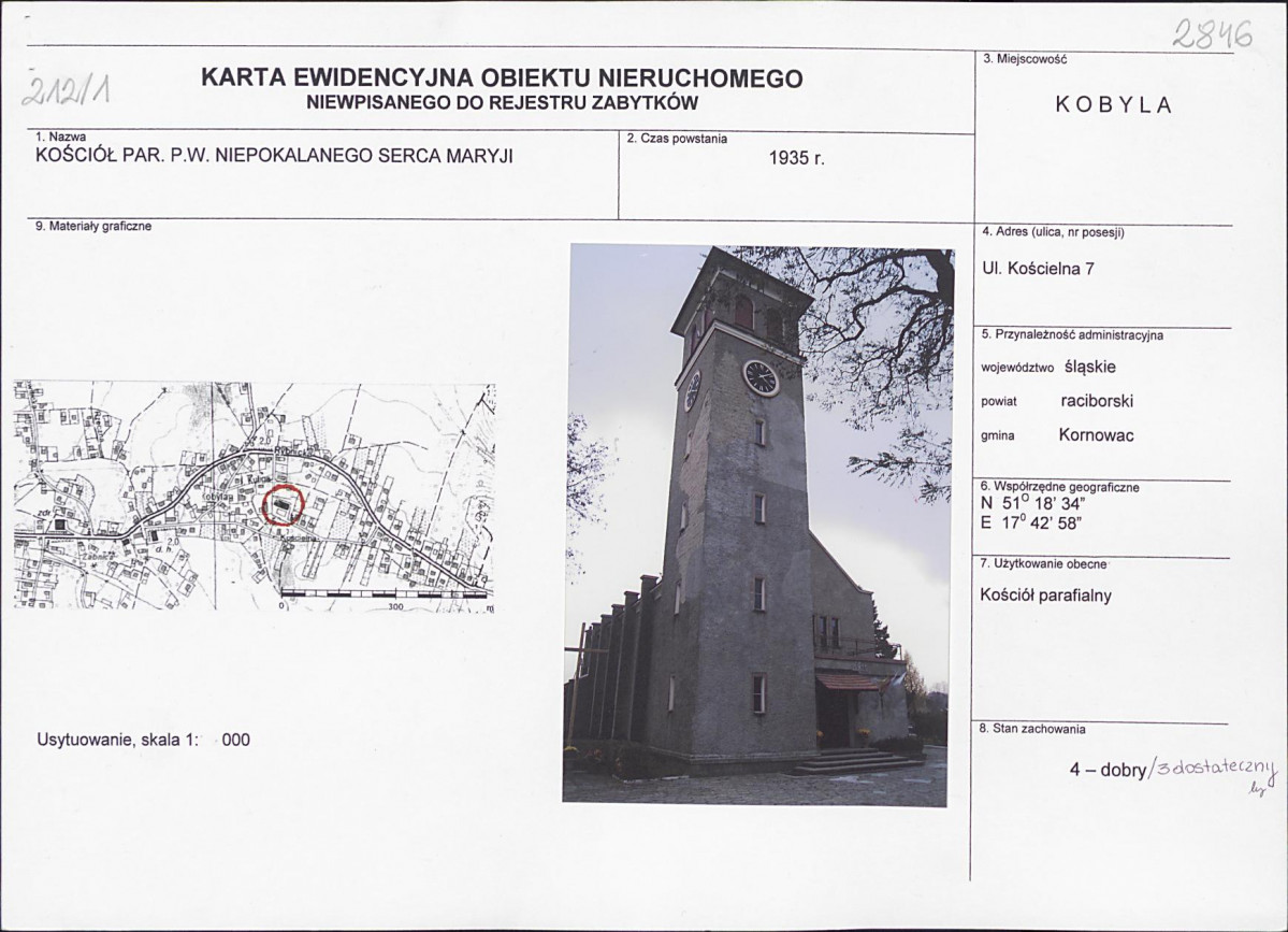 Karta obiektu niewpisanego do rejestru, skan nr 1