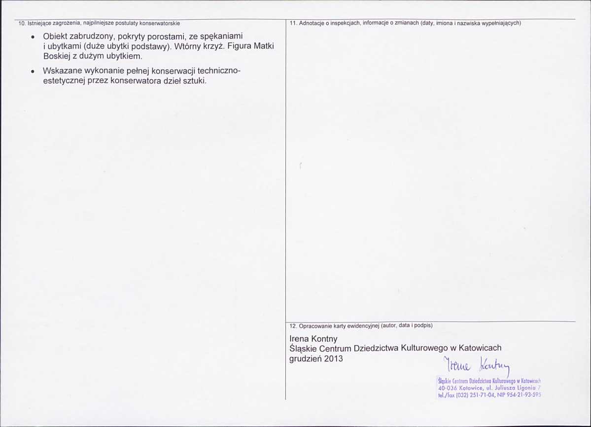 Karta obiektu niewpisanego do rejestru, skan nr 2