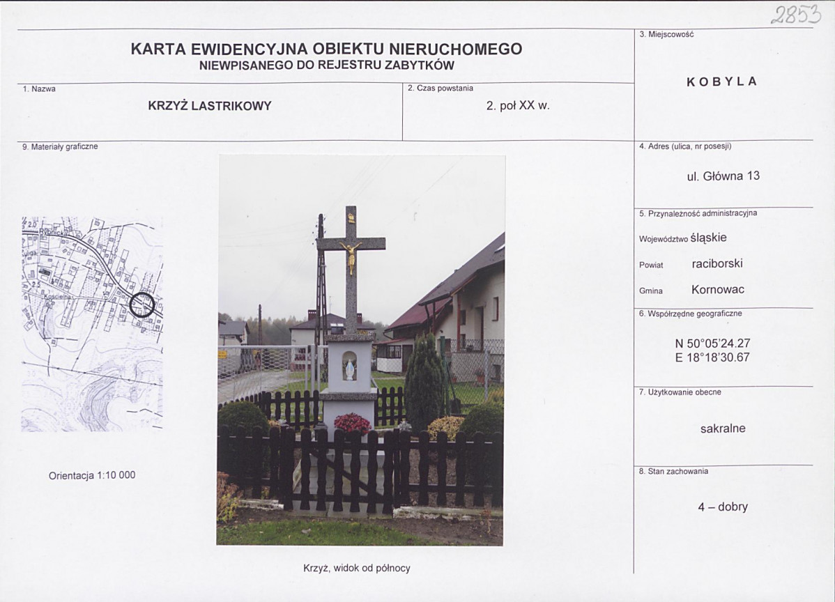 Karta obiektu niewpisanego do rejestru, skan nr 1