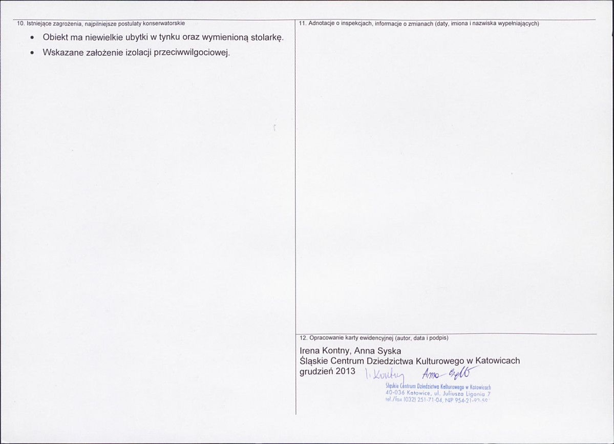 Karta obiektu niewpisanego do rejestru, skan nr 2