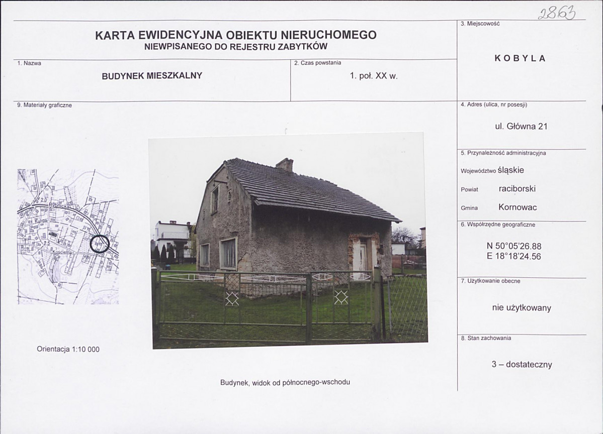 Karta obiektu niewpisanego do rejestru, skan nr 1