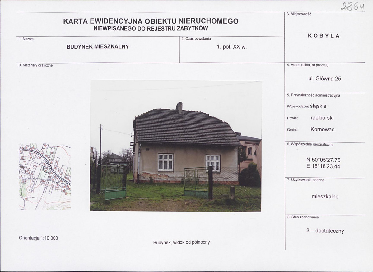 Karta obiektu niewpisanego do rejestru, skan nr 1