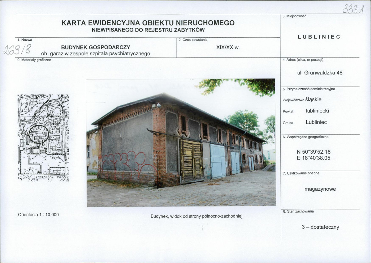 Karta obiektu niewpisanego do rejestru, skan nr 1
